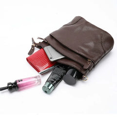 Natural Cow Leather Messenger Bag Small Crossbody Shoulder Bags For Women