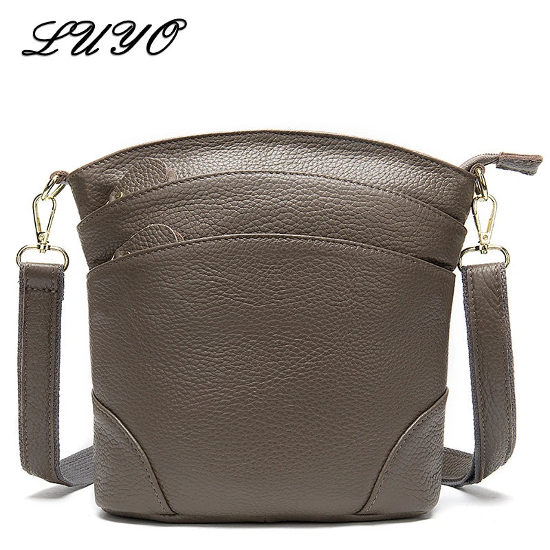 Natural Cow Leather Messenger Bag Small Crossbody Shoulder Bags For Women