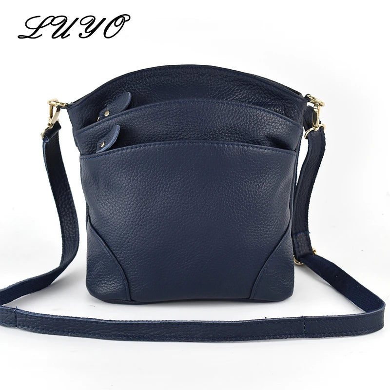 Natural Cow Leather Messenger Bag Small Crossbody Shoulder Bags For Women