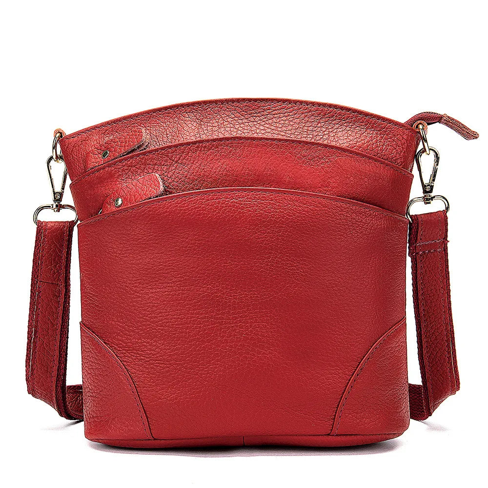 Natural Cow Leather Messenger Bag Small Crossbody Shoulder Bags For Women
