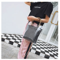 Summer Transparent Women Hand Bags Chain Straw Bag