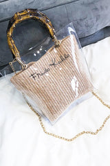 Summer Transparent Women Hand Bags Chain Straw Bag