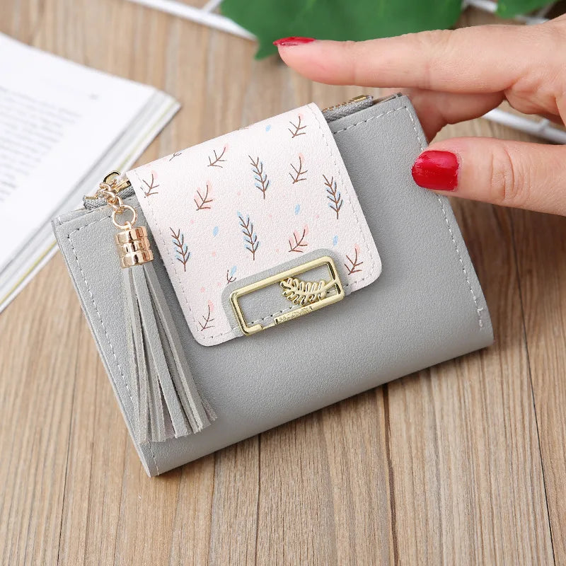 Tassel Women Wallet Small Leather Short Zipper Purses Female Clutch