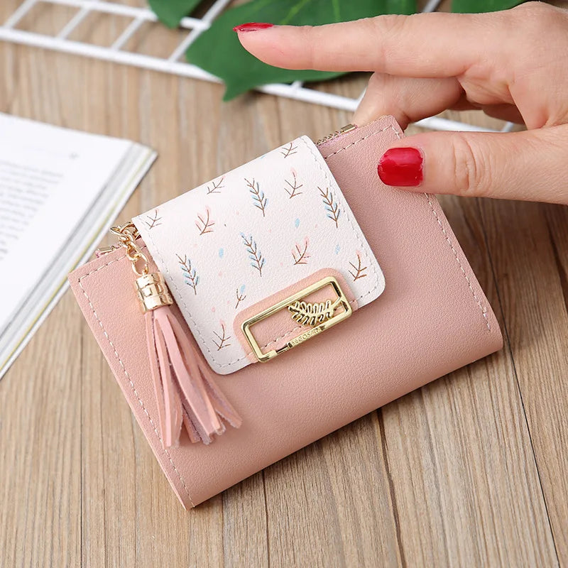 Tassel Women Wallet Small Leather Short Zipper Purses Female Clutch