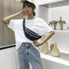 Women Belt Bag Fanny Pack Waist Bag with Earphone Hole