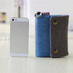 Women Cotton Fabric Short Wallet Gray Denim Ladies Purse