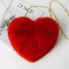Plush Heart Shaped Chain Messenger Bag