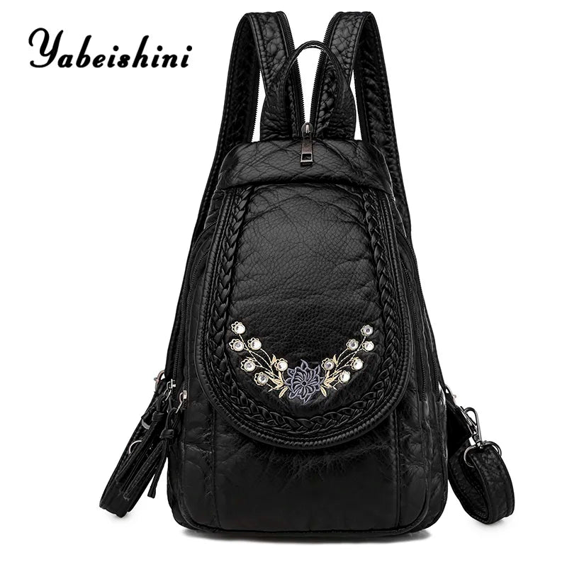 Women Leather Backpacks High Leather School Bagss for Teenage Girls