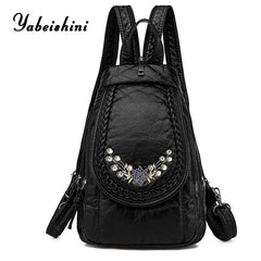 Women Leather Backpacks High Leather School Bagss for Teenage Girls