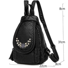 Women Leather Backpacks High Leather School Bagss for Teenage Girls
