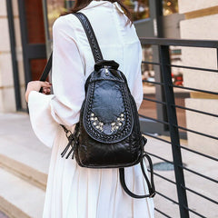Women Leather Backpacks High Leather School Bagss for Teenage Girls