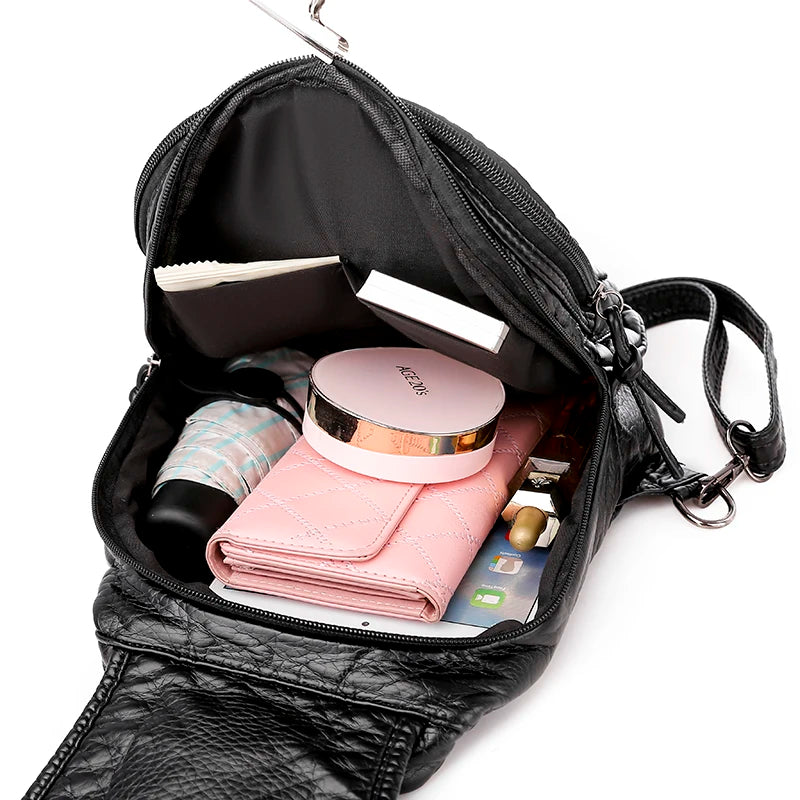 Women Leather Backpacks High Leather School Bagss for Teenage Girls
