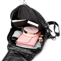 Women Leather Backpacks High Leather School Bagss for Teenage Girls