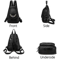Women Leather Backpacks High Leather School Bagss for Teenage Girls