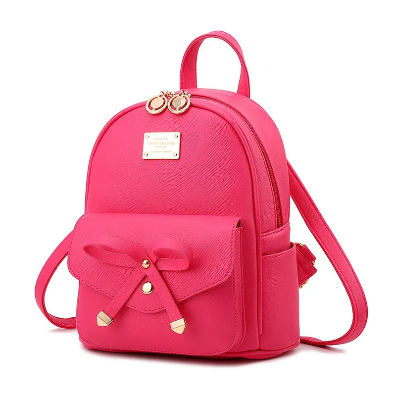 Vintage Women Leather Backpack for Girls School Bag Travel Bagpack