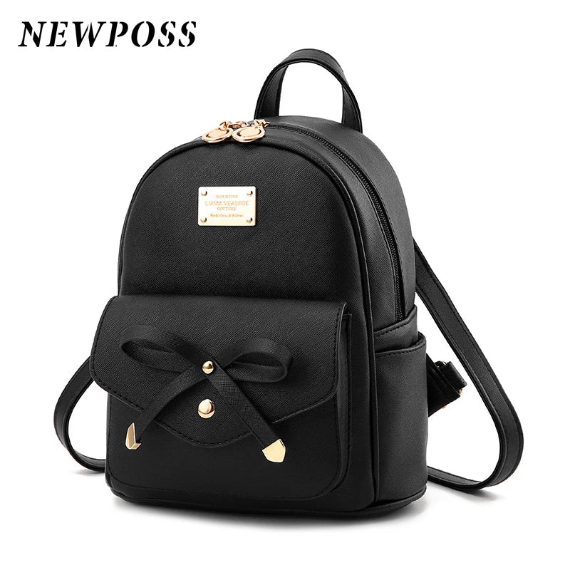 Vintage Women Leather Backpack for Girls School Bag Travel Bagpack