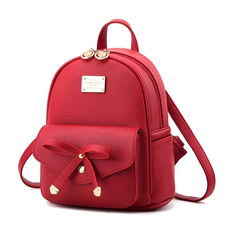 Vintage Women Leather Backpack for Girls School Bag Travel Bagpack