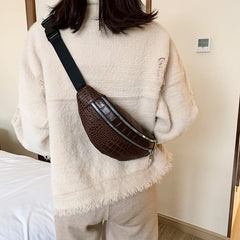Women Waist Bag Fanny Pack PU Leather Solid Chest Bag Belt Purse