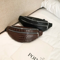 Women Waist Bag Fanny Pack PU Leather Solid Chest Bag Belt Purse