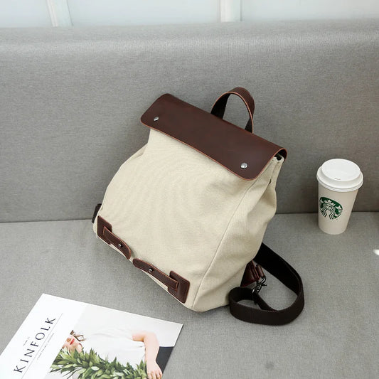 Women's Large Canvas School Shoulder Backpack for Girls
