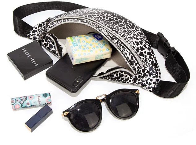 Leopard Print Waist Bag for Women, Autumn Winter Double-layer Shoulder Chest Bag