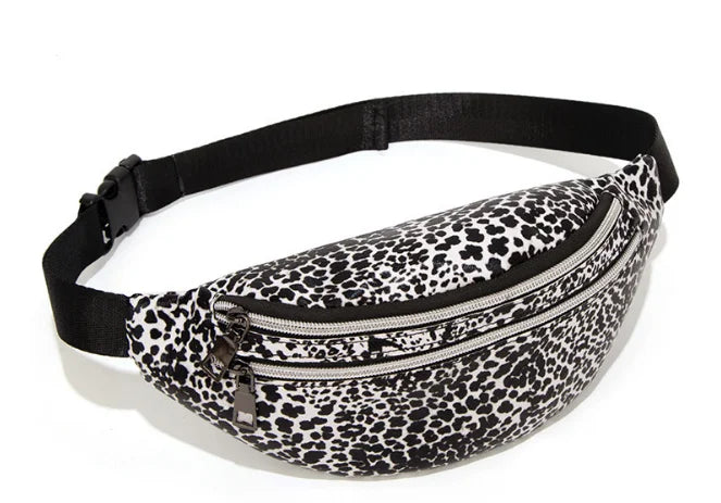 Leopard Print Waist Bag for Women, Autumn Winter Double-layer Shoulder Chest Bag
