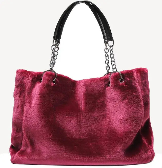 Autumn Plush Women's Bag Handbag European American Fur Big Bag