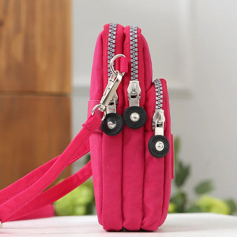 Women's Printed Small Shoulder Bag Wallet with Zipper