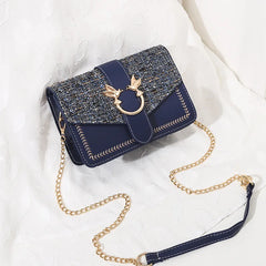 Mini Handbags Women Ins Ultra Fire Retro Wide Shoulder Strap Messenger Bag Purse