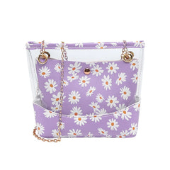 Autumn Daisy Transparent Bucket Bag Chain Strap Shoulder Bag