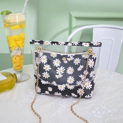 Autumn Daisy Transparent Bucket Bag Chain Strap Shoulder Bag