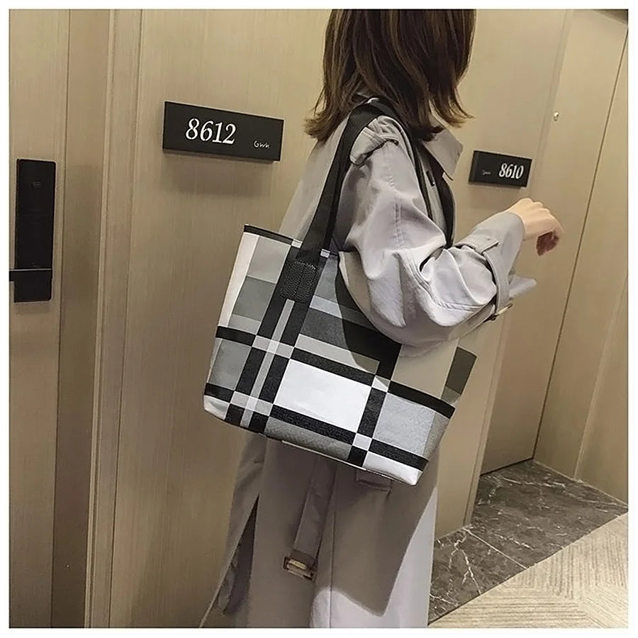 Women's Leather Shoulder Bag Handbags Tote Purse Lattice Big Bag