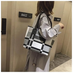 Women's Leather Shoulder Bag Handbags Tote Purse Lattice Big Bag