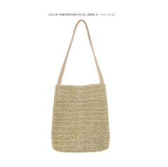 Women's Straw Bag Casual Woven Single Shoulder Bucket Bag