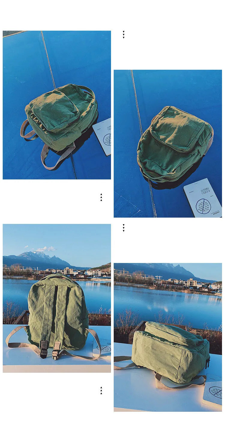 2020 Canvas Backpack Women High Capacity Student School Bag