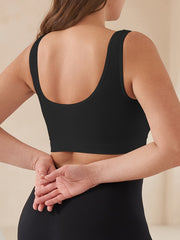 Sports Bra Seamless V Neck Padded High Stretch Running Yoga Bra