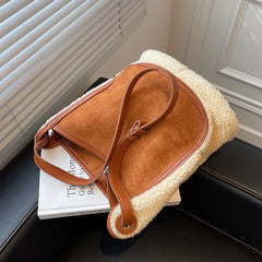 Autumn Winter Women's Lamb Wool Handbags Bucket Shoulder And Clutches Bag