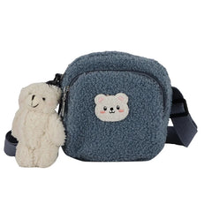 Autumn Winter Bear Messenger Bag Women Plush Small Shoulder Bag