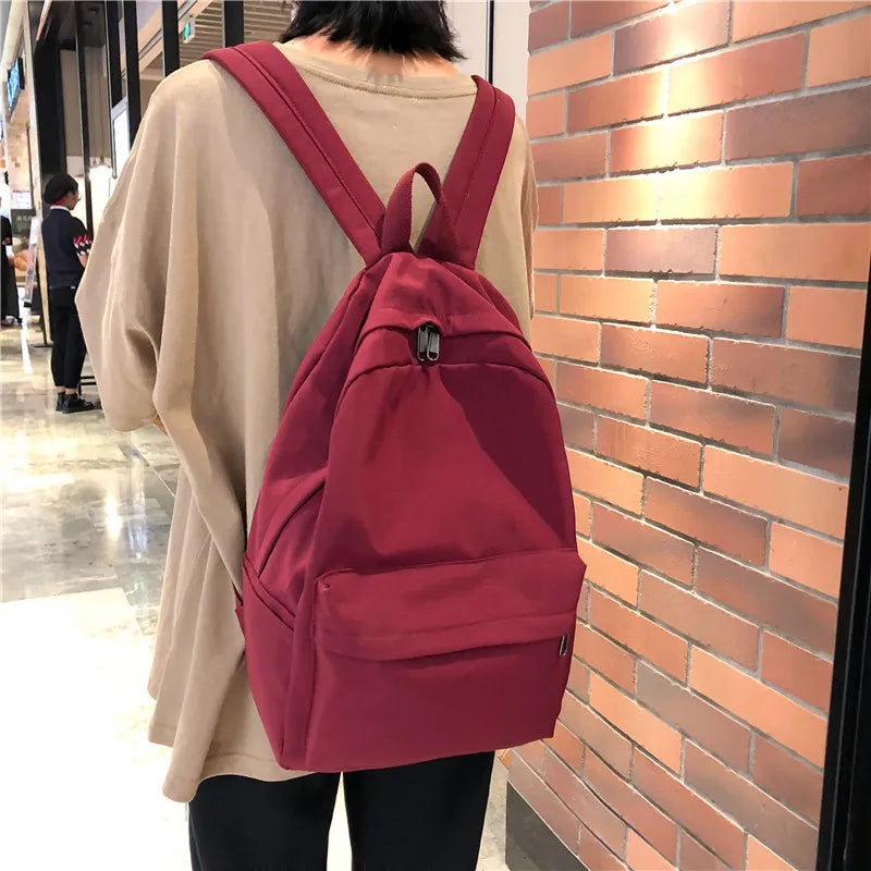 Solid Women Backpack Shoulder Bag School Bag Teenage Girl