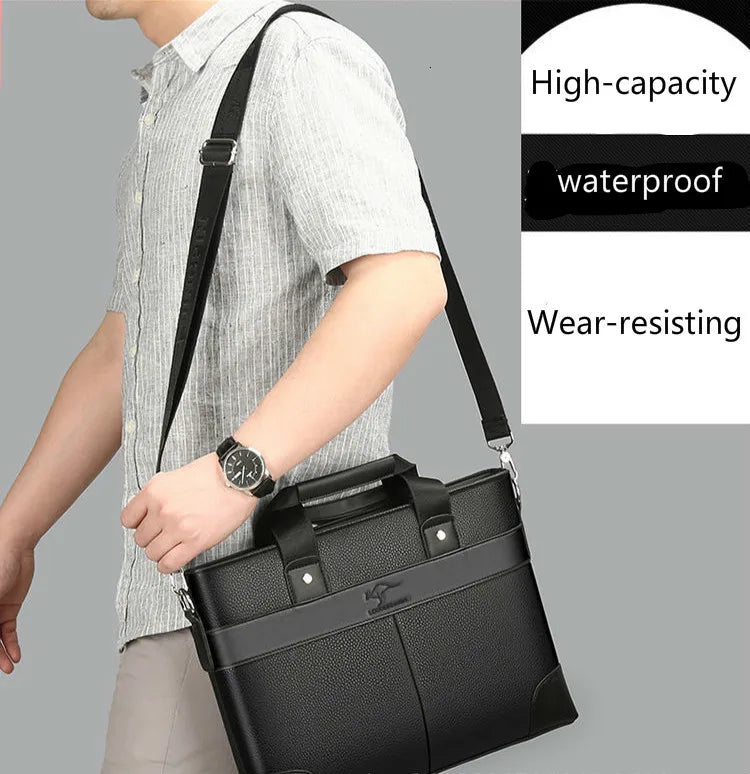 Men's Leather Briefcase Laptop Messenger Bag