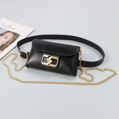 Green PU Waist Pack Chain Messenger Flap Purse Fanny Pack