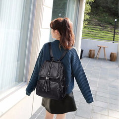Minimalism Female Backpack Pu Leather Youth Women Bagpack Girl