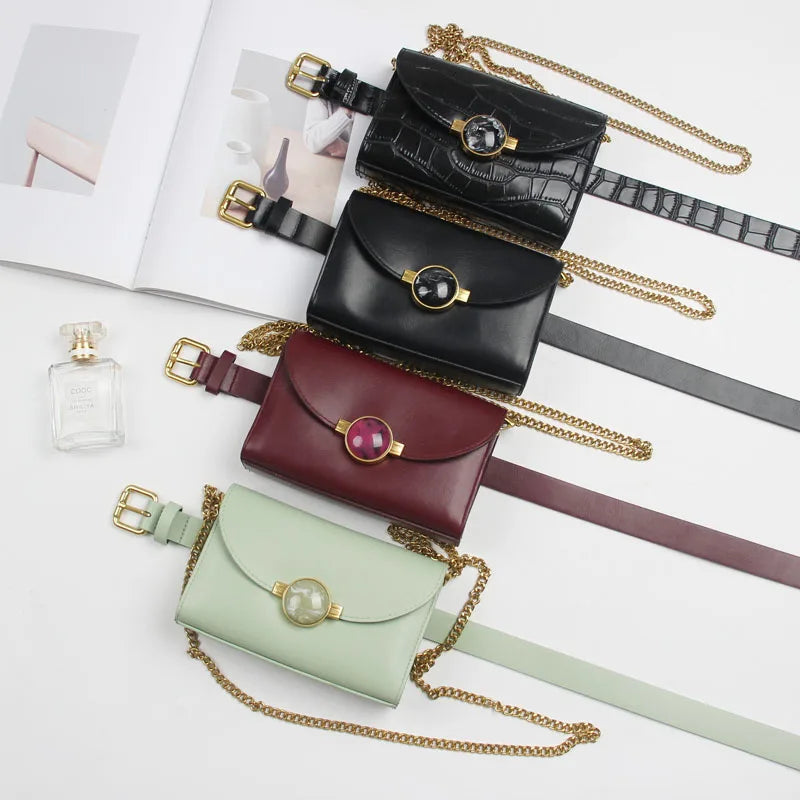 Stone Grain PU Leather Fanny Pack Large Size Waist Belt Phone Bag