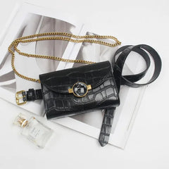 Stone Grain PU Leather Fanny Pack Large Size Waist Belt Phone Bag