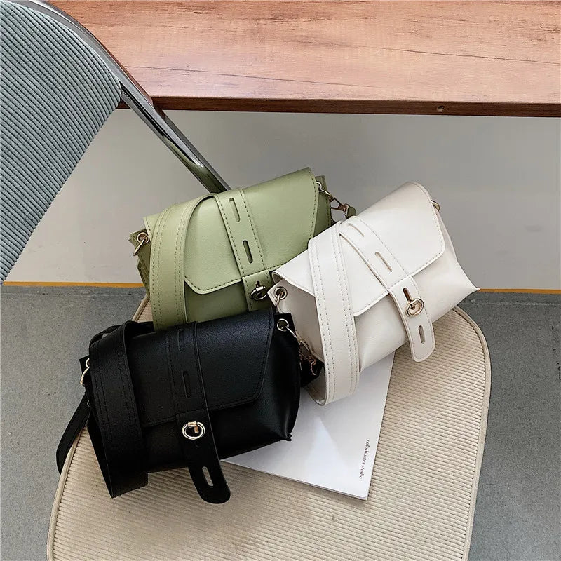 Women's Small Crossbody Bag PU Leather Messenger Flap Handbag
