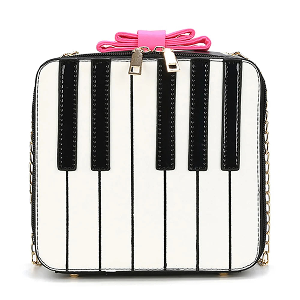 Piano Keys Crossbody Handbag with Chain Strap