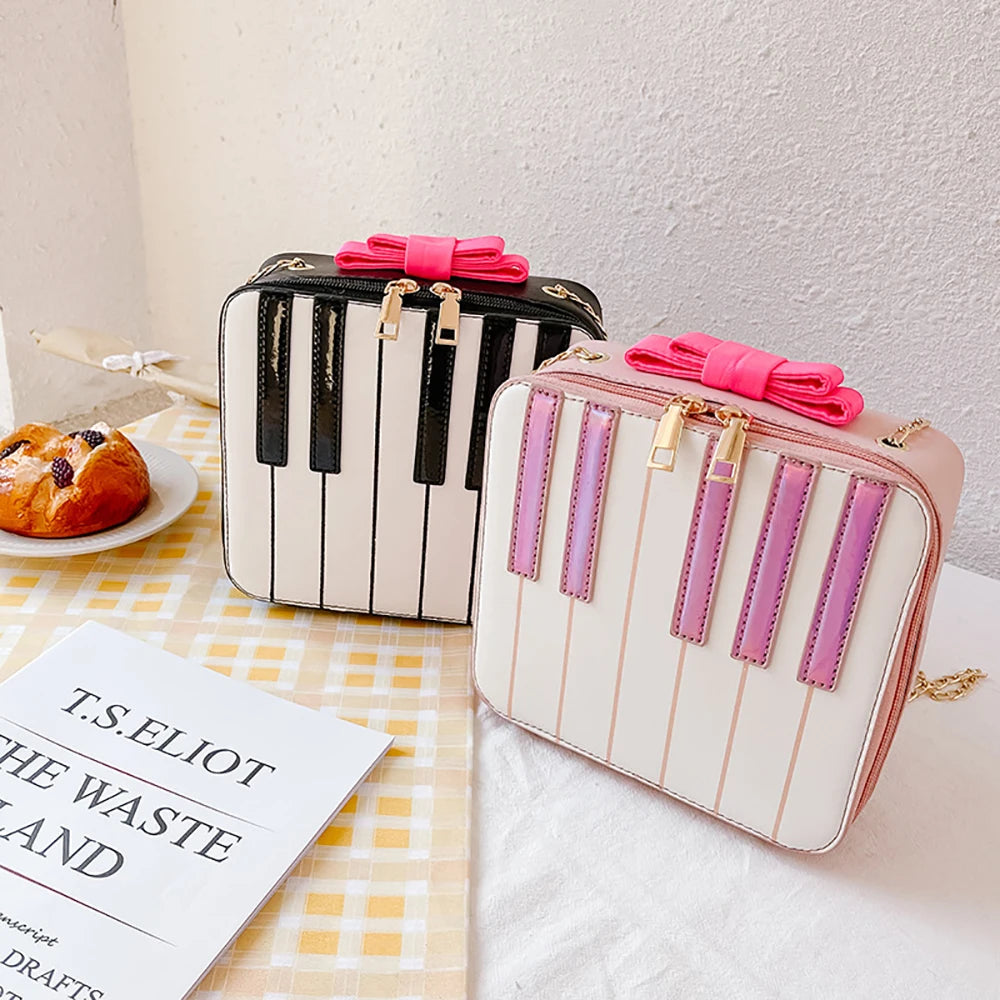 Piano Keys Crossbody Handbag with Chain Strap