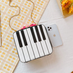 Piano Keys Crossbody Handbag with Chain Strap