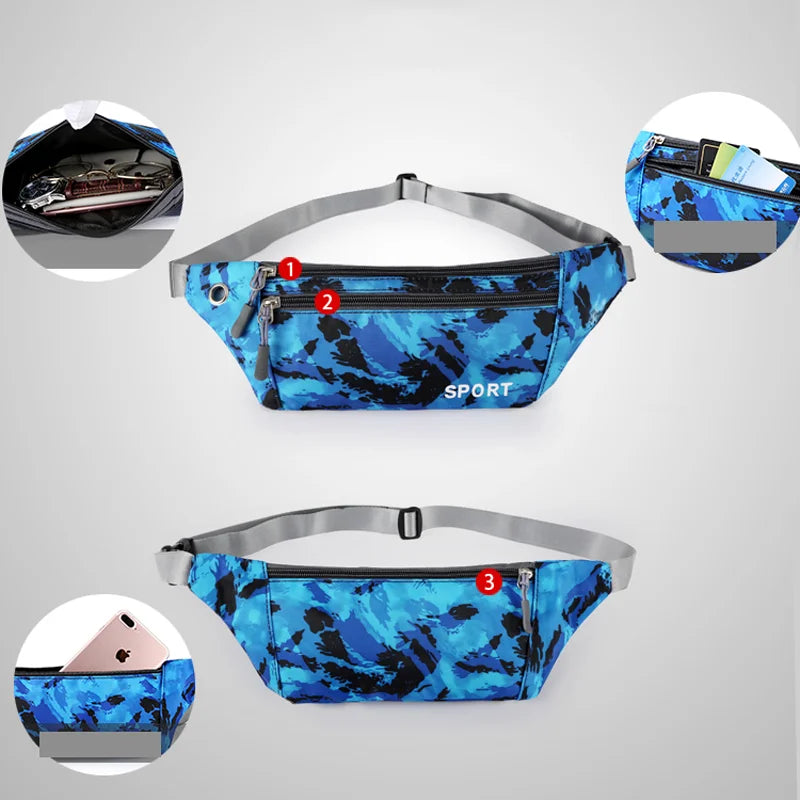 Camouflage Print Man Waist Pack Bag Outdoor Running Travel Fanny Pack