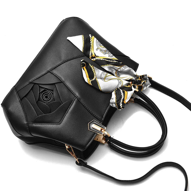 Casual High Crossbody Messenger Bag for Women, Rose Bow Shoulder Handbag